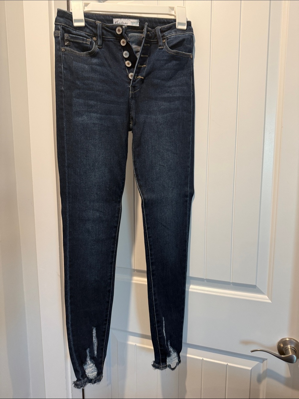 KanCan Dark Blue High-Rise Skinny Jeans with Button-Fly
